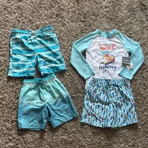 Eddie Bauer Kids Swim Trunks 4t lot  - Blue and White
